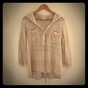 Free People hooded printed gauze top